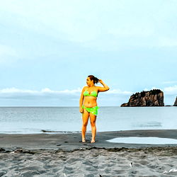 Beautiful Allie Faith poses on the beach, Canada