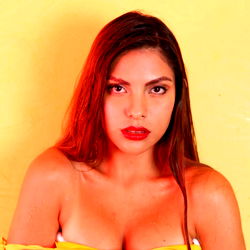 Model in Yellow Blouse with Red Hair