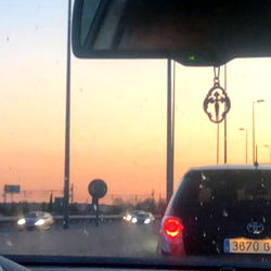 Vivid Sunset View From Car Window