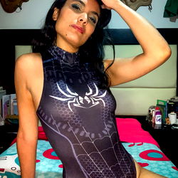 Model in Spider-Man Swimsuit