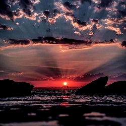 Sunset Over the Ocean at Dusk