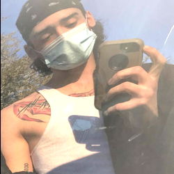 Model Non Prophet in Tattoos and Bandana, Houston