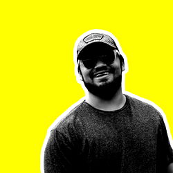 Alexander Aguero Aguilar's cheerful portrait against a vibrant backdrop