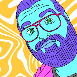 Stylish Artwork of a Man with Beard and Glasses