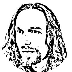 Stylized Image of an Individual with Long Hair and Beard