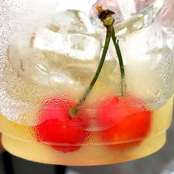 Frozen Margarita with Fresh Cherries and Strawberries