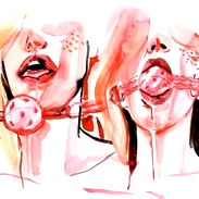 Artistic Portrait of Female Model with Red & White Tones