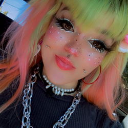 Vividly Colorful Person with Unique Style and Eye Makeup