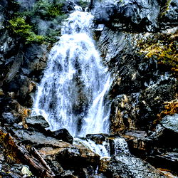 Scenic Waterfall in a Forested Area