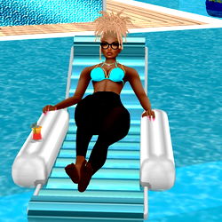 Digital Art: A Stylish 3D Model of Astrea Vybez on a Pool Float