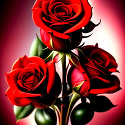 Vivid Bouquet of Roses with a Red Blurred Background