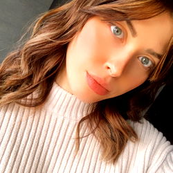 Giulia, Model in Trendy Outfit with Long Hair