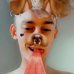 Adorable Puppy Doggy Sticker on a Barefoot Lady