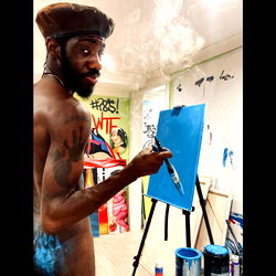 Artistjean Shirtless in Studio
