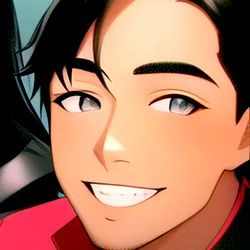 Anime-Style Artwork of a Young Male with Blue Hair and Red Shirt