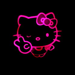 Illustration of a Hello Kitty with a peace sign, by Lil Brat
