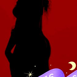 Adult Model in Night Scene with 'Late Night' Text and Star Sign