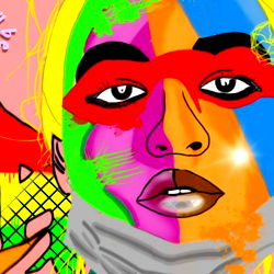 Model Portrait for Aryaandira, 30-year-old Female Artist with Colorful Tattoos and Abstract Artwork