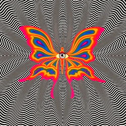 Vivid Abstract Art with a Psychedelic Butterfly Design