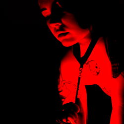 Model in Red Light Studio
