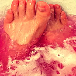 Bath Time with Alzrae - Foot in Pink Soap Bubbles