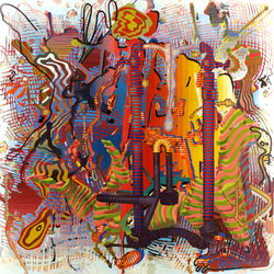 Abstract Art with Vibrant Colors and Surreal Imagery