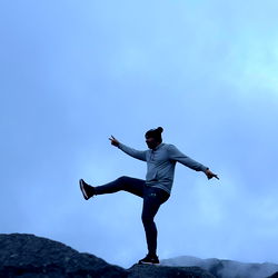 Athlete in Action on Mountain