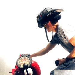 Firefighter with a Water Pump