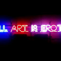 Neon Art Sign with Pink Lettering