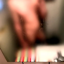 German Model in Bathroom Mirror