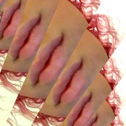A Four-Panel Close-Up of a Person's Lips with Kitten Filters
