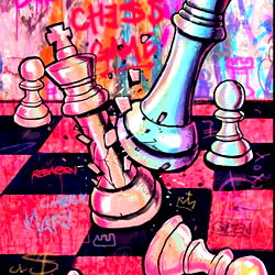 Chess Pawns with Graffiti