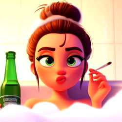 Anime-inspired Ash in a Bathroom