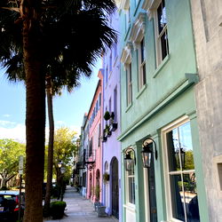 Vibrant Shopping Street with Pastel-Painted Buildings