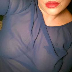 Milky_Mama in a Blue Blouse on the Floor