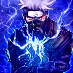 Stylized Anime Character with Glowing Eyes and Lightning