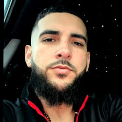 Bearded Man in Black and White Jacket, From Miami