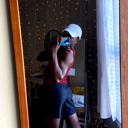 Athlete's Pose in a Modern Mirror