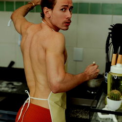 Model Posing in Kitchen