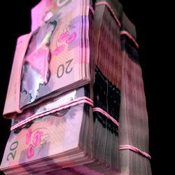 Realistic Image of a Model Holding Stacks of Money