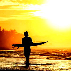 Alejo the Surfer on a Sunlit Beach