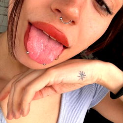 Tattoo Artist, Pierced Lips, Playful Poses