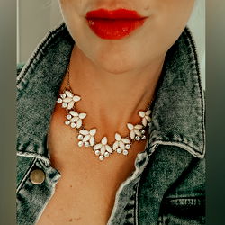 Autumn Falls | Fashionable Model with Jewelry and Denim Jacket