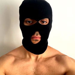 Model in Mask with Bare Chest and Shirtless Torso