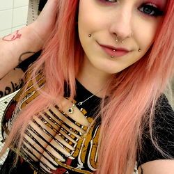 Frankee Skinner, Pink Haired Model in Onlyfans T-Shirt