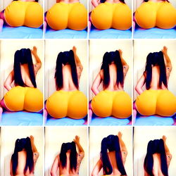 12-Month Collage of an OnlyFans Model in Yellow Lingerie