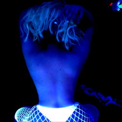 Latex Lingerie Model in Blue Light
