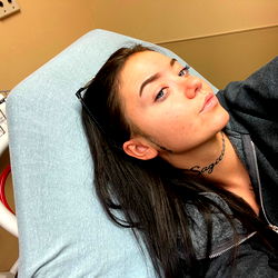 Tatiana, a model, in an intensive care setting