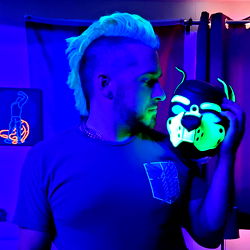 Daddy Andy with a Dog Face Mask