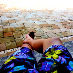 Kingjener-VIP in a Floral Swimsuit Relaxing on Patio